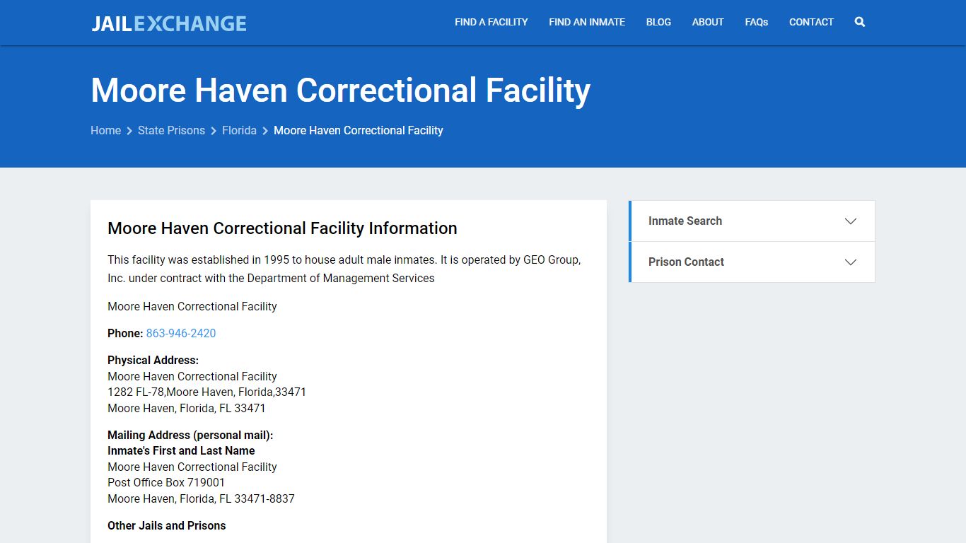 Moore Haven Correctional Facility Inmate Search, FL - Jail Exchange